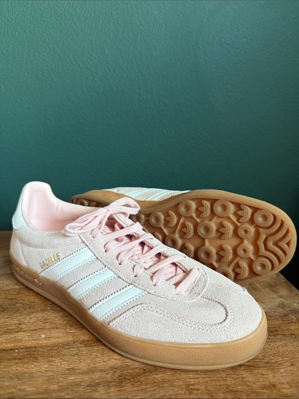 adidas Gazelle Women's Sneakers in Light Pink and White with Gum Sole